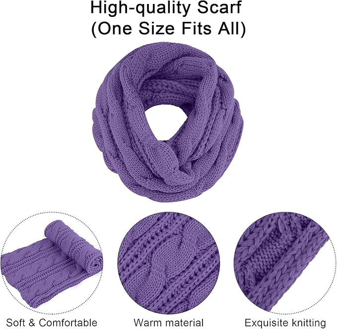 URATOT Winter Warm Knitted Sets Beanie Pompom Hat Scarves Winter Touchscreen Gloves Scarf Set for Men Women