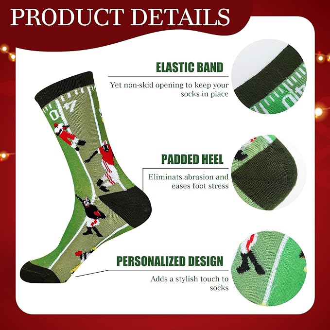 Vabean 12 Pairs Football Socks Youth Teens Adults Novelty Sports Crew Socks Football Basketball Gifts Sock Gifts for Boys and Girls Teens Men Women Sports Christmas