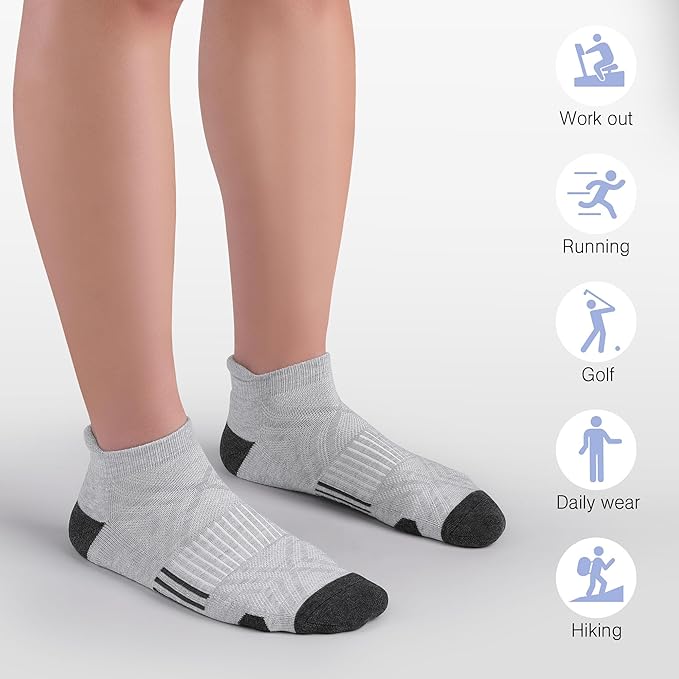 Felicigeely Ankle Athletic Running Socks Low Cut Sports Socks Breathable Cushioned Tab Socks for Men Women 6 Pairs