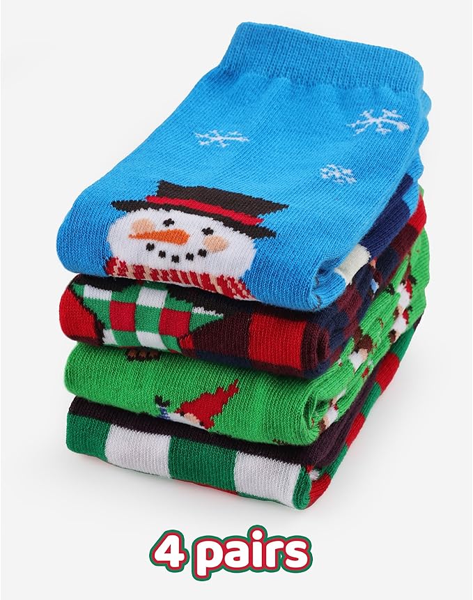 COTTON DAY Kids Boys Crew Dress Socks Bright Colorful Pattern Design Halloween Christmas Shark Camo