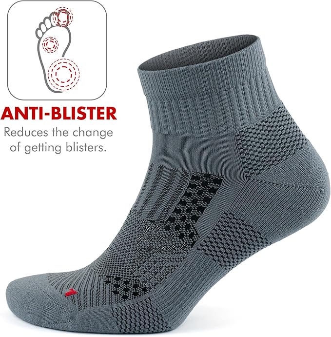 GoWith 2/4 Pairs Quarter Running Socks for Men & Women, Athletic Anti-Blister Cushioned Seamless Padded Ancle Socks