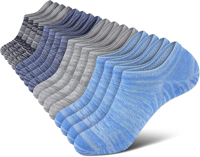 wernies No Show Socks Men, Low Cut Ankle Short Casual Cotton Socks with Non Slip Grips 6-10/11-13