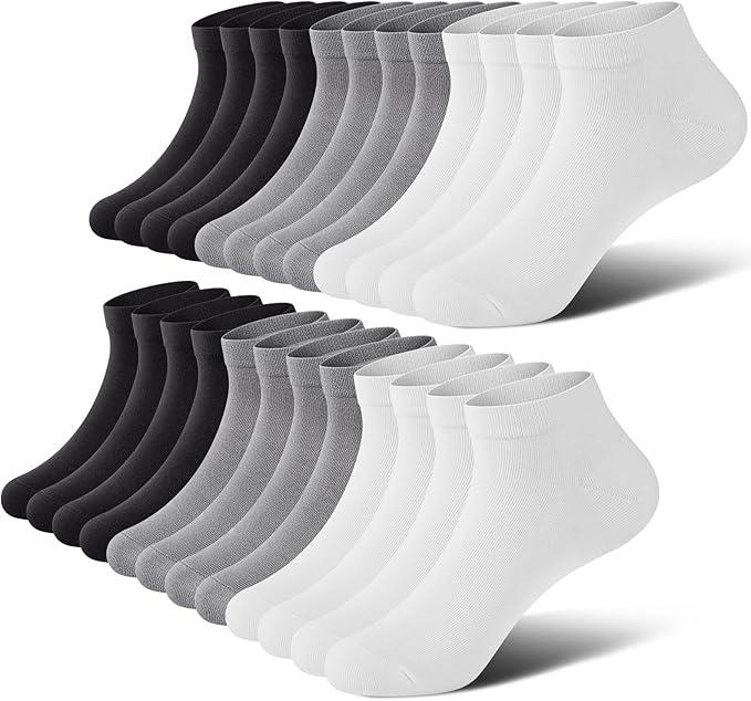 wernies No Show Socks Men, Low Cut Ankle Short Casual Cotton Socks with Non Slip Grips 6-10/11-13