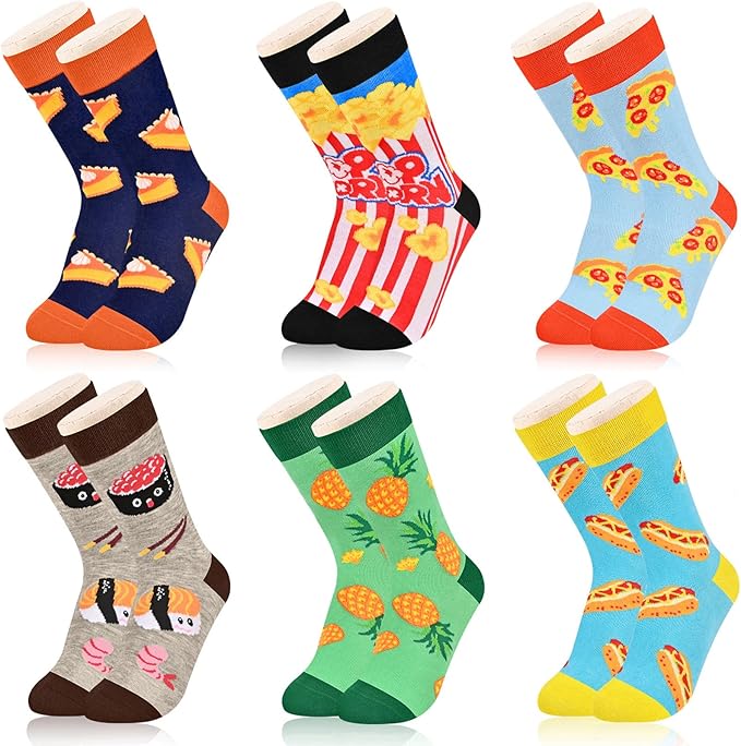 Kids Boys Girls Crew Socks 4-6 Pack + Gift Box, Novelty Funky Colorful Toddler Calf Socks for Teens