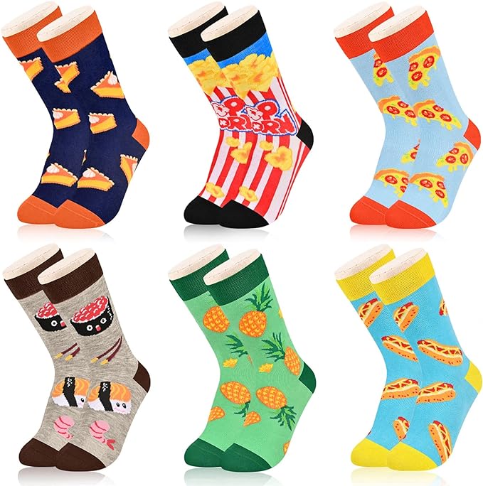 Kids Boys Girls Crew Socks 4-6 Pack + Gift Box, Novelty Funky Colorful Toddler Calf Socks for Teens
