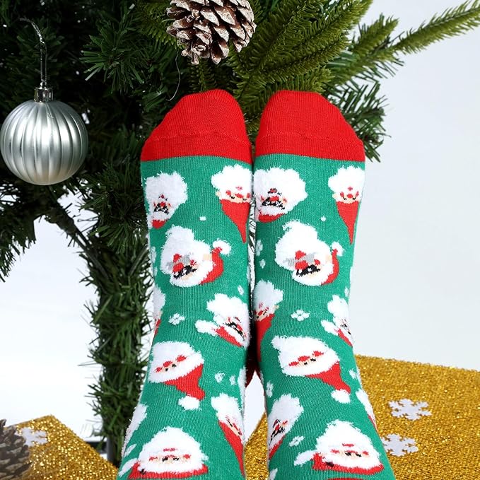 6 Pack Christmas Socks for Boys Girls + Gift Box, Kids Novelty Xmas Crew Stocking