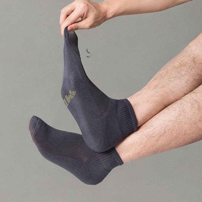+MD 6 Pairs Ankle Socks for Women and Men, Bamboo Viscose Smell Control Cushioned Sole Casual Low Cut Socks