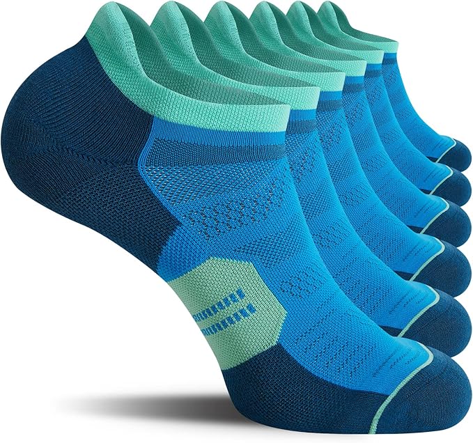 CS CELERSPORT 6 Pack Men's Running Ankle Socks with Cushion, Low Cut Athletic Tab Socks
