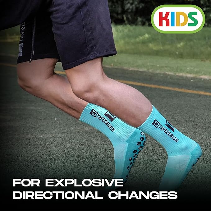 Tapedesign - "Kids 1 Pair Non-Slip Soccer Socks for Boys, Girls & Youth (Age 5-11)