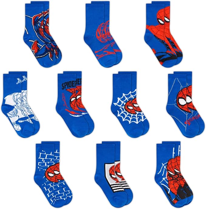 Marvel Spiderman Boys Socks - 10-Pack Decorative Toddler Socks with Amazing Legends Design