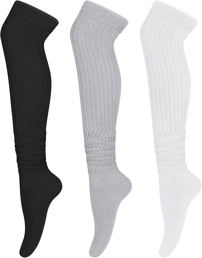 Womens Thigh High Socks Extra Long Knit Over Knee Stockings Winter Warm Thick Scrunch Slouch Soft Tall Leg Warmers