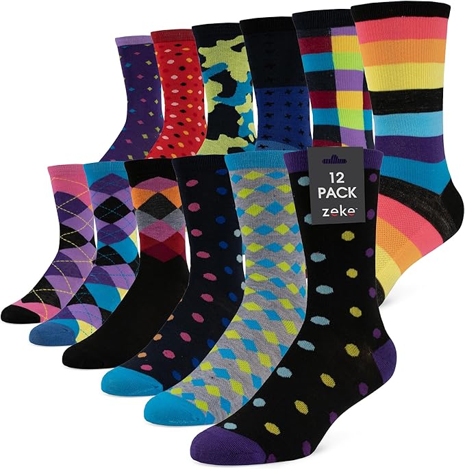 ZEKE Crazy Socks for Kids - Boys Funky Dress Socks - Funny Cool Silly Fun Socks - Wacky Novelty Gift