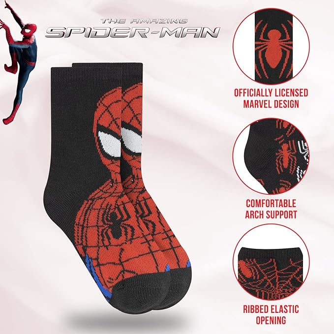 Marvel Spiderman Boys Socks - 10-Pack Decorative Toddler Socks with Amazing Legends Design