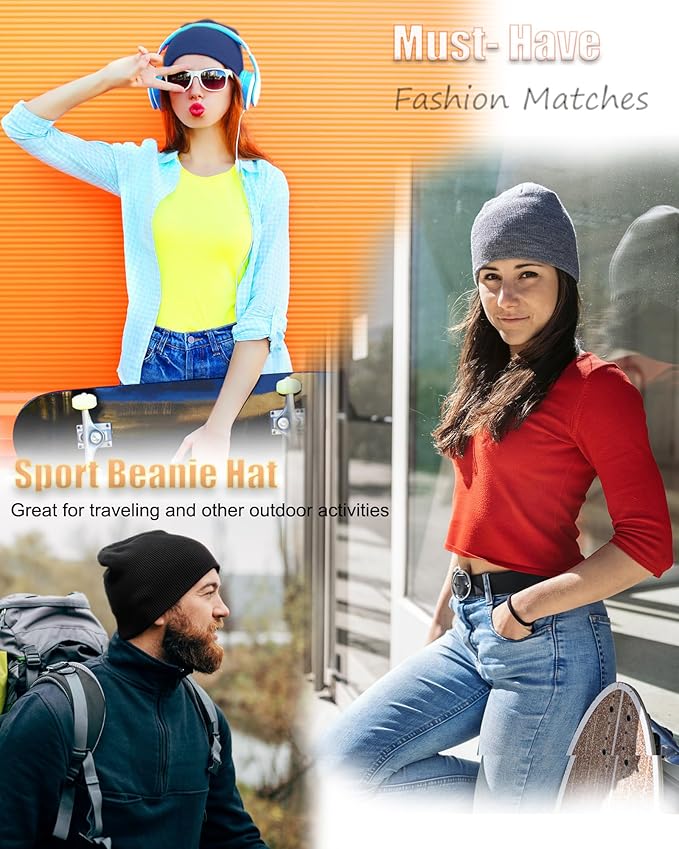 100% Cotton Beanie Hat for Men Women, Cuffless Soft Knit Warm Winter Hats Fisherman Beanies Skull Cap Unisex