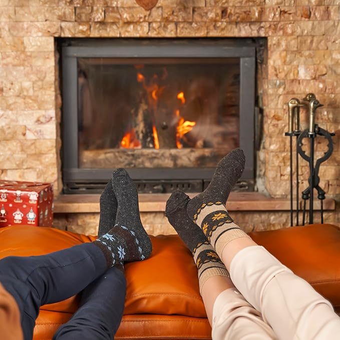 GoWith Alpaca Wool Socks for Men & Women, Alpaca-Merino Blend Warm Cozy Crew Socks, Thermal Regular-Fit Boot Socks
