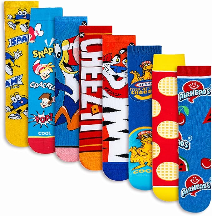 Odd Sox – Big Kids 8-Pack Novelty Themed Crew Socks Bundle-Shoe Sizes 3–5 –Soft, Comfortable, Great Durable Gift for Kids