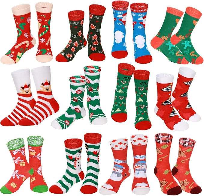 Shinymoon 12 Pairs Kids Breast Cancer Awareness Socks Pink Ribbon Crew Socks for Children Boys Girls Novelty Crazy Gifts