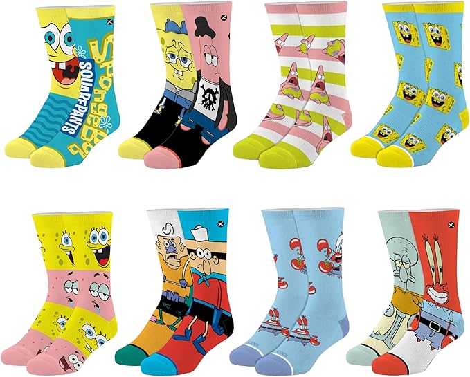 Odd Sox – Big Kids 8-Pack Novelty Themed Crew Socks Bundle-Shoe Sizes 3–5 –Soft, Comfortable, Great Durable Gift for Kids