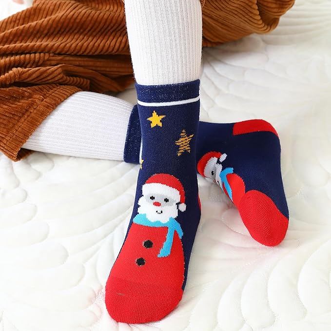 BONANGEL Boys Socks 5-8 Years Old, Fun Novelty Animal Food Space Crazy Funny Cute Kids Socks 8-10 10-12 Years 5 Pairs