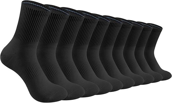 5 Pairs Cotton Men's Crew Socks,Seamless Toe Design,Durable, Soft, Breathable, High Stretch, Size 7-11