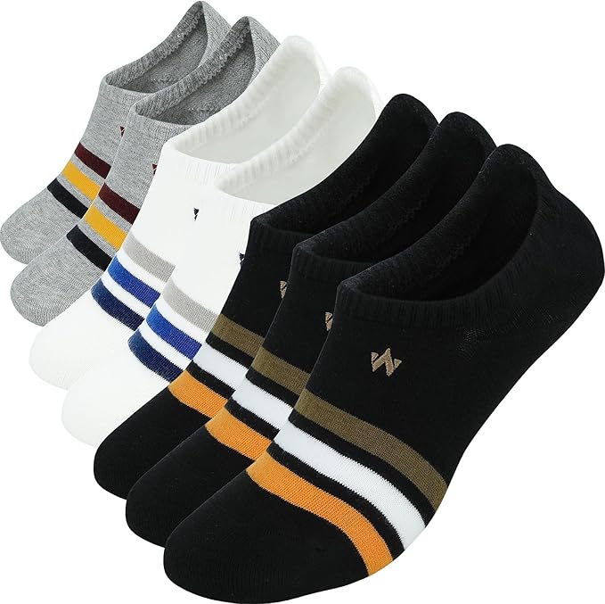 WANDER No Show Socks Mens 7/8 Pair Cotton Thin Non Slip Low Cut Men Invisible Sock 6-8/9-11/12-14