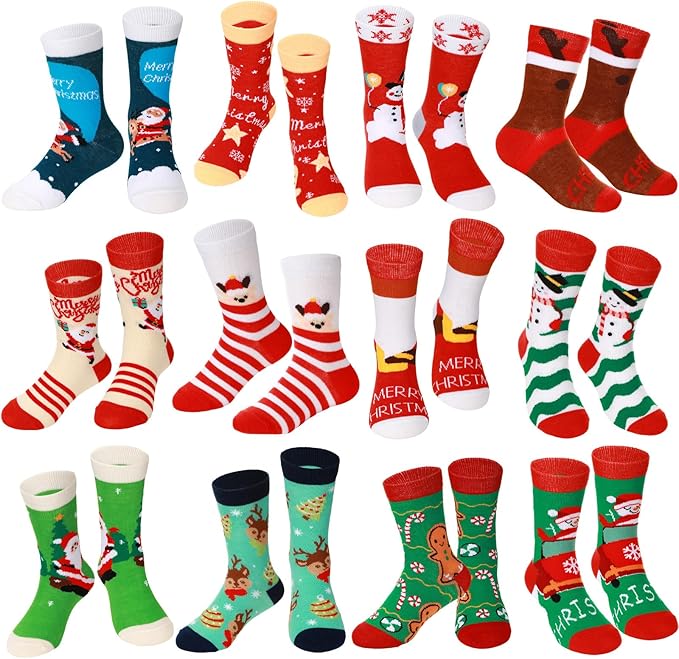 Shinymoon 12 Pairs Kids Breast Cancer Awareness Socks Pink Ribbon Crew Socks for Children Boys Girls Novelty Crazy Gifts