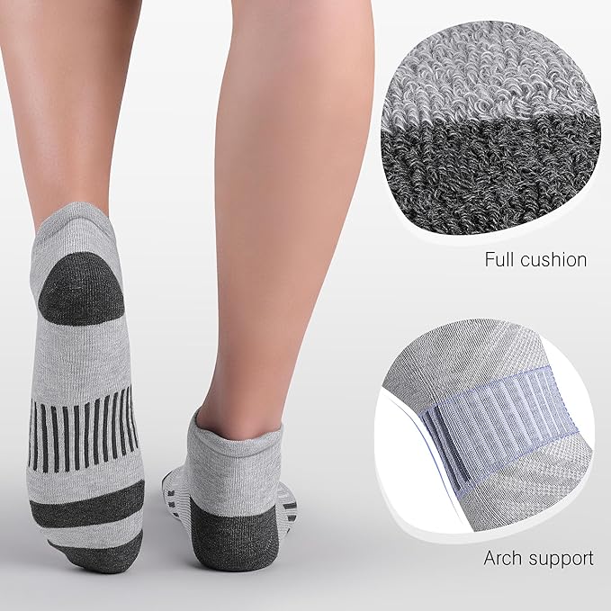 Felicigeely Ankle Athletic Running Socks Low Cut Sports Socks Breathable Cushioned Tab Socks for Men Women 6 Pairs