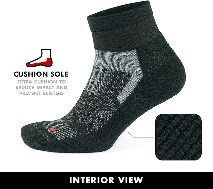 GoWith 2/4 Pairs Quarter Running Socks for Men & Women, Athletic Anti-Blister Cushioned Seamless Padded Ancle Socks