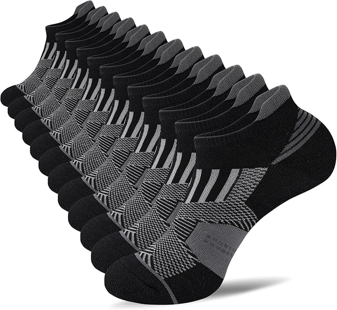 Mens Low Cut Ankle Socks, Moisture Wicking Cotton Casual Short Socks, Breathable ＆ Comfy, 6 Pairs