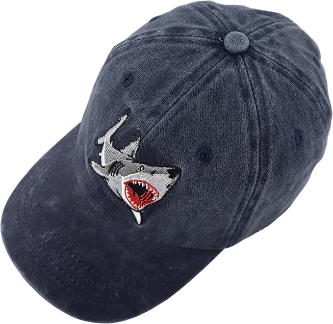 Sharks Kids Hat for Boys Girls Ages 3-10, Cute Adjustable Embroidery Cotton Cowboy Baseball Cap