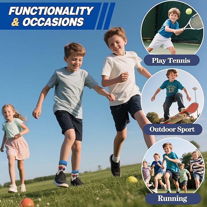 Kids Boys Fun Cotton Crew Socks Funny Crazy Cartoon Novelty Space Trucks Star Dress Socks 6 Pairs