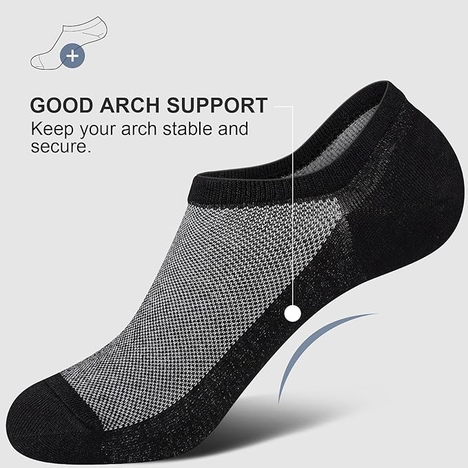 wernies No Show Socks Men, Low Cut Ankle Short Casual Cotton Socks with Non Slip Grips 6-10/11-13