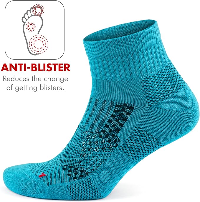 GoWith 2/4 Pairs Quarter Running Socks for Men & Women, Athletic Anti-Blister Cushioned Seamless Padded Ancle Socks