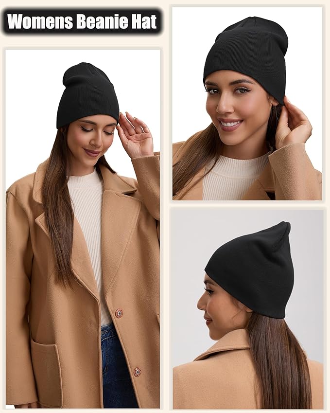 100% Cotton Beanie Hat for Men Women, Cuffless Soft Knit Warm Winter Hats Fisherman Beanies Skull Cap Unisex