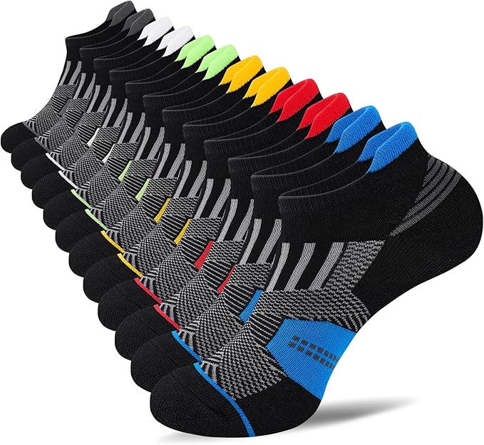 Mens Low Cut Ankle Socks, Moisture Wicking Cotton Casual Short Socks, Breathable ＆ Comfy, 6 Pairs