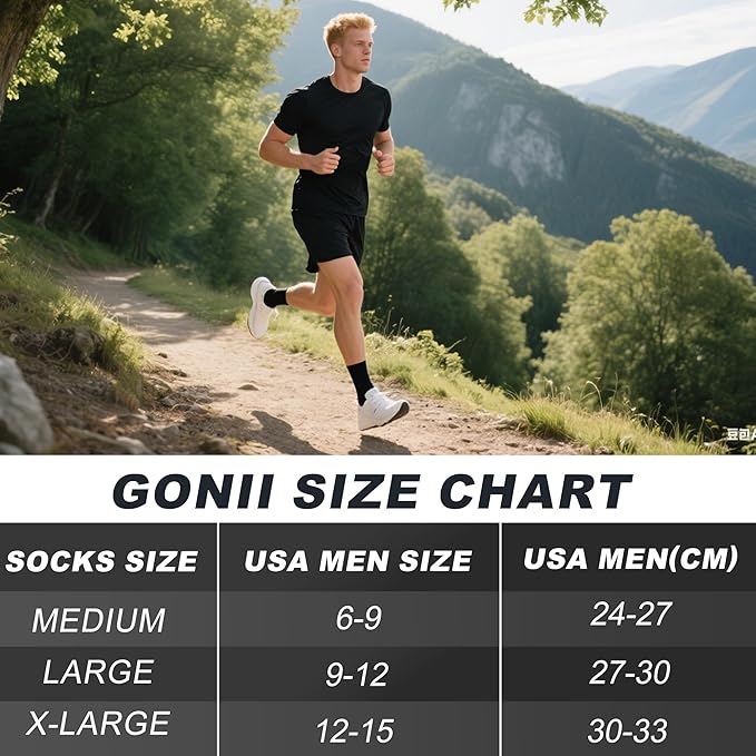 Gonii Men's Athletic Crew Socks，5 Pairs Cushioned Boot Moisture Athletic Socks for Hiking Sports Running Workout