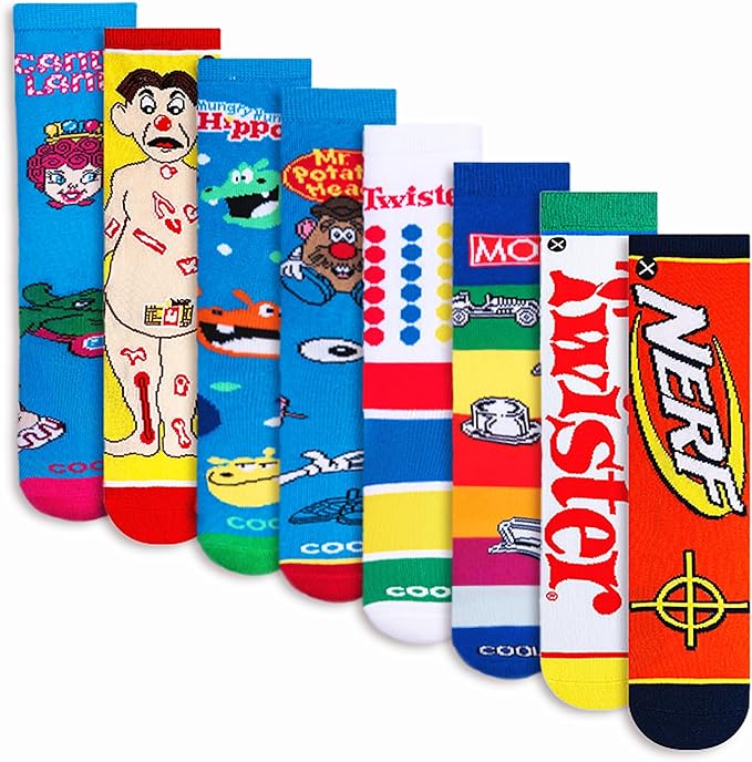 Odd Sox – Big Kids 8-Pack Novelty Themed Crew Socks Bundle-Shoe Sizes 3–5 –Soft, Comfortable, Great Durable Gift for Kids
