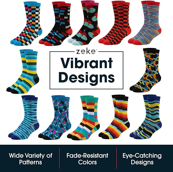 ZEKE Crazy Socks for Kids - Boys Funky Dress Socks - Funny Cool Silly Fun Socks - Wacky Novelty Gift
