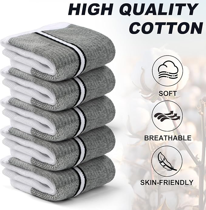 Gonii Men's Athletic Crew Socks，5 Pairs Cushioned Boot Moisture Athletic Socks for Hiking Sports Running Workout