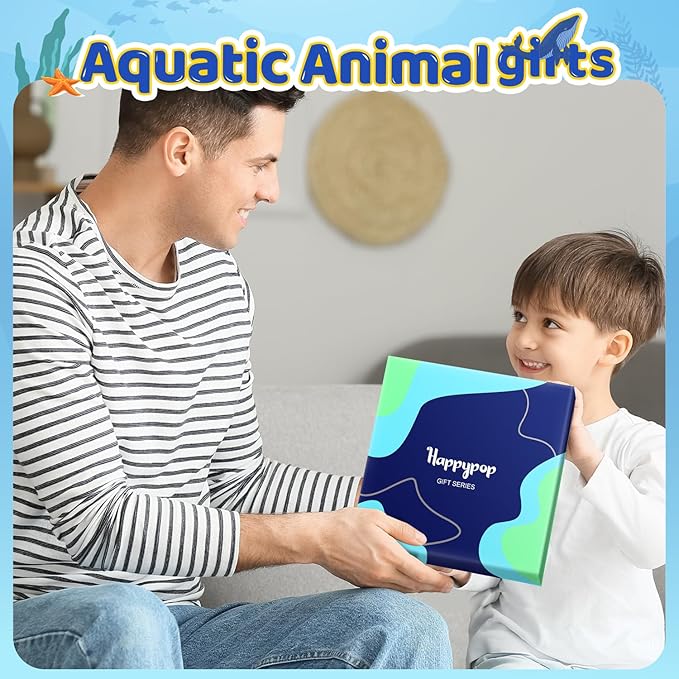 HAPPYPOP Turtle Shark Gifts for Teen Boys - Ocean Animal Lover Gifts for Adult, Tortoise Socks Kids 4-18 Years
