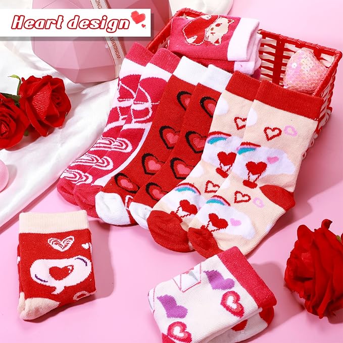 Shinymoon 12 Pairs Kids Breast Cancer Awareness Socks Pink Ribbon Crew Socks for Children Boys Girls Novelty Crazy Gifts