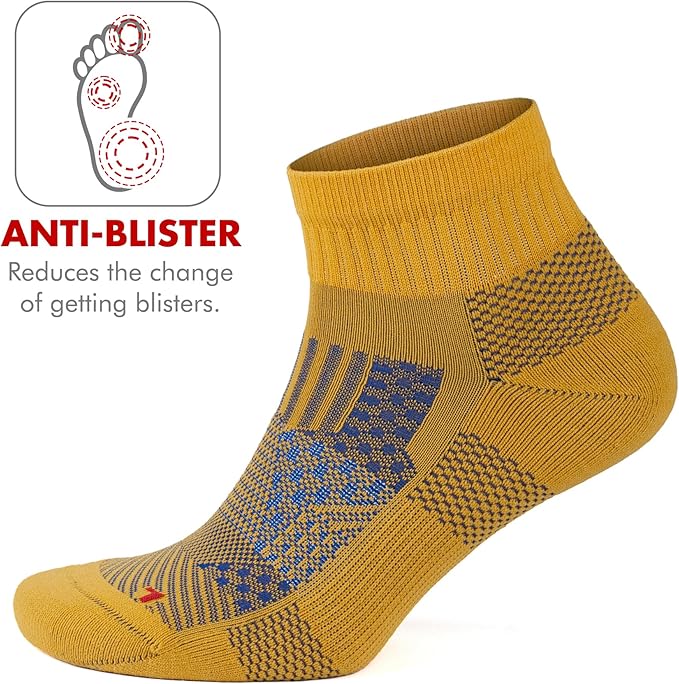 GoWith 2/4 Pairs Quarter Running Socks for Men & Women, Athletic Anti-Blister Cushioned Seamless Padded Ancle Socks