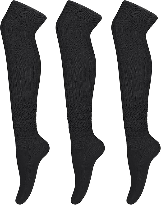 Womens Thigh High Socks Extra Long Knit Over Knee Stockings Winter Warm Thick Scrunch Slouch Soft Tall Leg Warmers