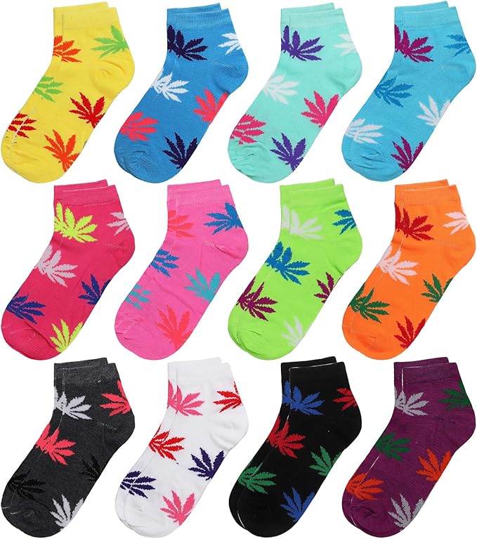 Falari 12 Pairs Women Novelty Ankle Socks Colorful ComfortSoft Lightweight Sports Athletic Socks