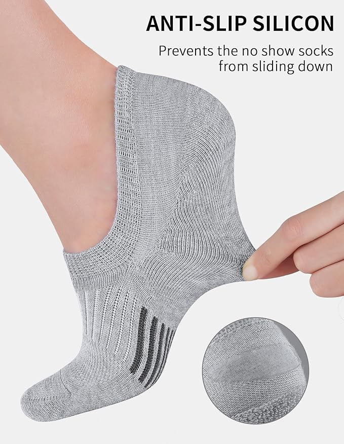 Airacker No Show Socks Womens Athletic Cushioned Low Cut Sports Running Ankle Socks for Women 6 Pairs