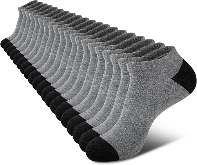 COOVAN 10 Pairs Mens Cushion Ankle Socks Men 10 Pack Low Cut Comfort Breathable Casual Socks