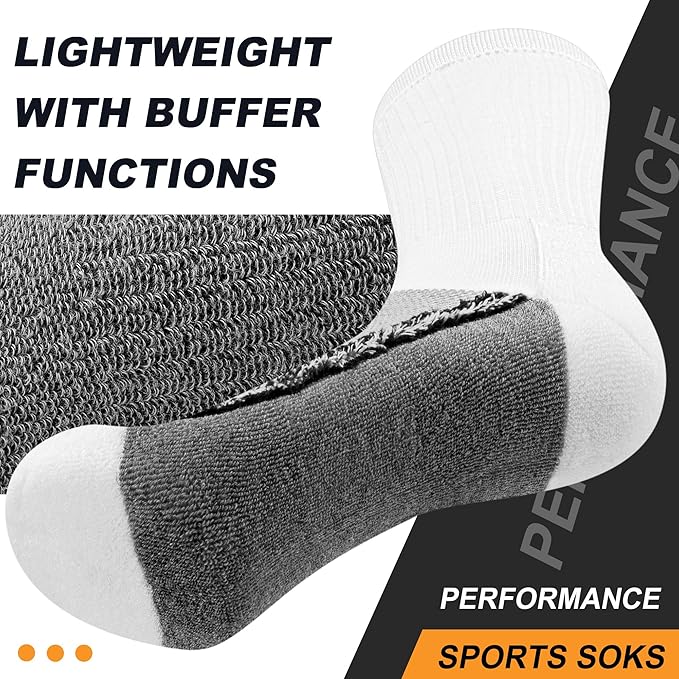 Gonii Men's Athletic Crew Socks，5 Pairs Cushioned Boot Moisture Athletic Socks for Hiking Sports Running Workout