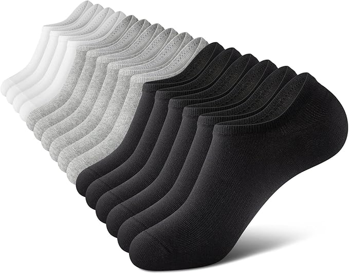 wernies No Show Socks Men, Low Cut Ankle Short Casual Cotton Socks with Non Slip Grips 6-10/11-13