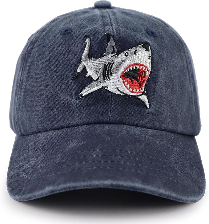 Sharks Kids Hat for Boys Girls Ages 3-10, Cute Adjustable Embroidery Cotton Cowboy Baseball Cap