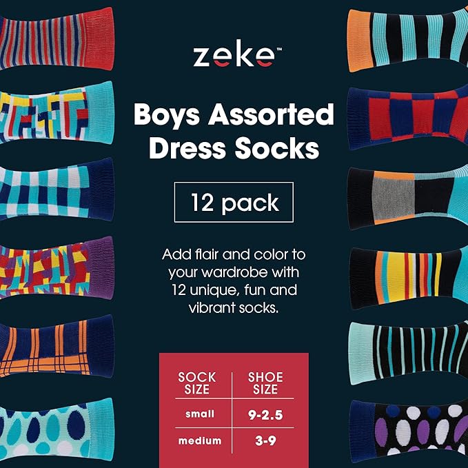 ZEKE Crazy Socks for Kids - Boys Funky Dress Socks - Funny Cool Silly Fun Socks - Wacky Novelty Gift